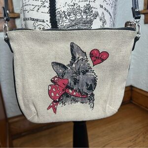 BRIGHTON Scottie Dog Graphic Design Canvas Crossbody Purse